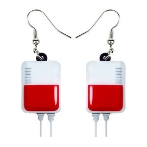 NWT Acrylic Blood Bag Dangle Earrings